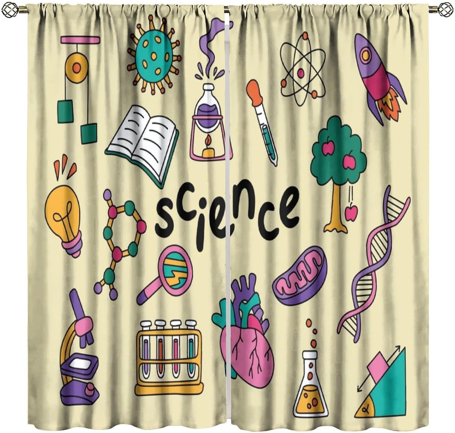 Science Theme Curtains 2pcs Ed - огляд і ціна Science Nursery